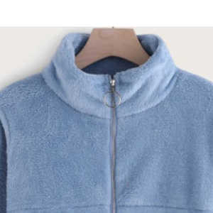 Customized <b>Zipper</b> Womens Polar Fleece Jacket Breathable Apparel Clothing Finished Processing - Product Image 3