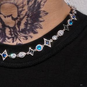 Collar de Cadena con Eslabones Geométricos de Plata de Ley 925 con Diamantes de Moissanita VVS y Piedras Preciosas de Colores Mezclados, Estilo Urbano para Hombre - Product Image 5