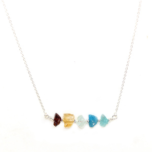 Collar de Cadena Plateada con Piedras Preciosas Naturales en Bruto, Estilo Real, Cristal Curativo, Joyería para Mujeres y Niñas, Venta al por Mayor - Product Image 1