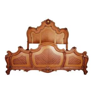 เตียงไม้มะฮอกกานีโบราณแกะสลักแข็งสไตล์คลาสสิกแบบดั้งเดิมเตียงกลางศตวรรษสีน้ำตาล - Product Image 4