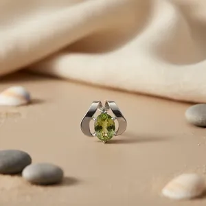 Silver Plated Geometric 925 Silver Natural Stone <b>Peridot</b> <b>Pendant</b> with Freshwater Pearl Sapphire Zircon Diamond Accents for Women - Product Image 2