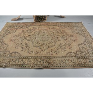Antiguo Beige marrón 5,6X9,3 pies de lana Vintage alfombra turca Patchwork tejido plano para adolescentes Decoración Para sala de estar con respaldo de látex - Product Image 3