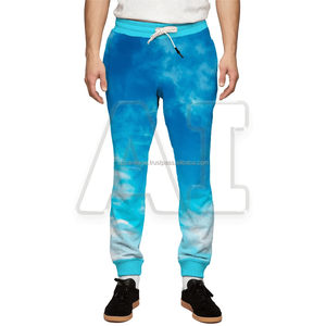 กางเกงวอร์มทรงถุงเอวสูงของผู้ชายกางเกงวอร์มผ้าฝ้ายโพลีเอสเตอร์น้ำหนักมากสไตล์ฮิปฮอปย้อมสีฟอกสีเข้มตรงตามสั่ง - Product Image 5