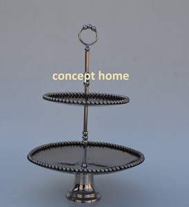 Support à gâteau et plateau à dessert en métal de qualité élégante à 2 étages pour la décoration de fête d'anniversaire - Product Image 1