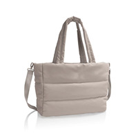 Sac fourre-tout matelassé en nylon écologique léger avec fermeture éclair, idéal pour la gym, le shopping, la plage, broderie personnalisée, logo et couleur sur mesure.