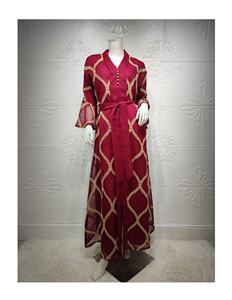 Robe longue en lin pour femmes, broderie à carreaux, Jalabiya, Abaya, arabe, soirée, Ramadan, marocain, Kaftan, Robe musulmane - Product Image 4