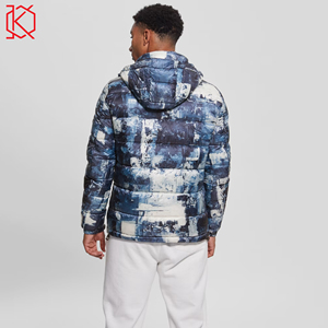 Wholesale Custom Logo Men's Winter Long <b>Puffer</b> <b>Jackets</b> Stand Collar Breathable Windproof Hooded Nylon Woven Fabric <b>Thin</b> Coating - Product Image 6