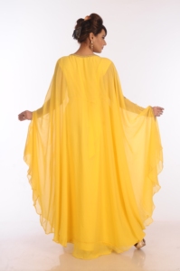 Yellow Georgette Embroidered Zari Work Islamic <b>Kaftans</b> - Product Image 2