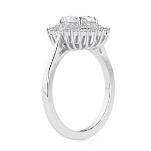 Anillo de Compromiso con Doble Halo de Diamante Cultivado en Laboratorio, Corte Ovalado, en Oro Rosa de 14K, Estilo Lindo para Mujer - Product Image 5