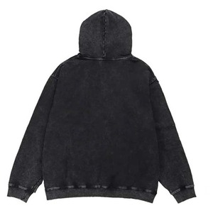 Vente en gros de pulls brodés délavés à l'acide unisexe avec logo personnalisé avec poche surdimensionnée couleurs personnalisées hiver adulte - Product Image 2