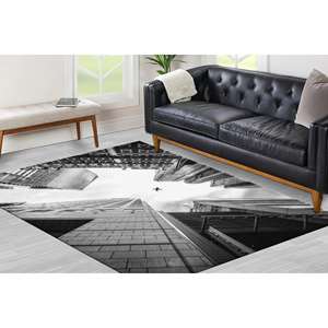 Aviation Scene Printed <b>Rug</b>, Black and White, Modern Anti-Slip Carpet,<b>Chenille</b> <b>Rug</b> - Product Image 1