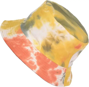 Casquette de pêcheur unisexe tie-dye avec logo personnalisé en relief, tissu en maille 100% polyester, protection solaire, vêtements de plage, vente en gros de casquettes de pêcheur tie-dye - Product Image 3