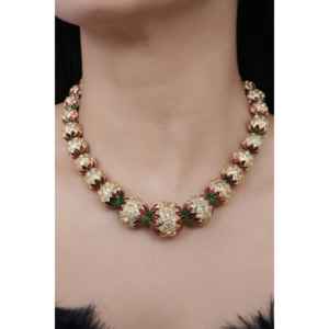 Jadau Meenakari, collar de cuentas tradicionales, conjunto de joyería fina elegante - Product Image 2