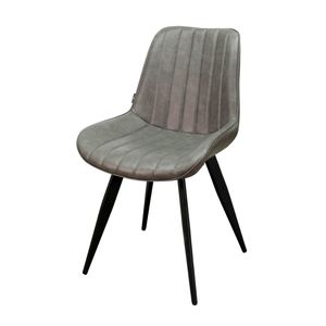 Silla de Comedor de Diseño Escandinavo Aster, Silla de Metal con Patas de Hierro, Cojín de Cuero Sintético, Recubrimiento en Polvo GAK001 para Uso Doméstico - Product Image 1