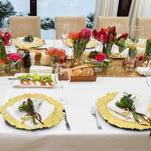 Platos decorativos de mesa Platos de cargador Placemats de diseño de flora Perfectos para uso diario u ocasiones especiales Platos formales - Product Image 5