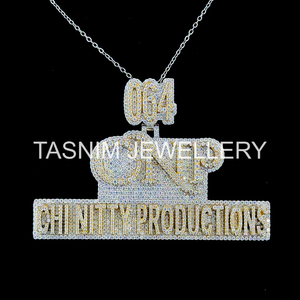 Custom 925 Sterling <b>Silver</b> Christian Hip Hop Yellow Gold Plated CNP CHI NITTY GIA Certified Unisex Brilliant Cut 3 Charm <b>Pendant</b> - Product Image 5