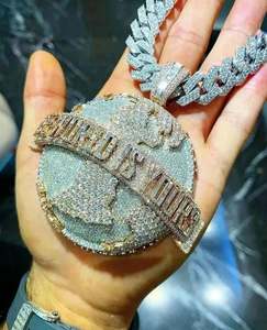 6 Ct Tester Pass Real Moissanite Colgante de letra personalizada para hombre Plata de Ley 925 - Product Image 5