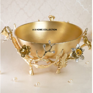 Stainless Steel Round Shape Bowl butterfly Gingko <b>Tree</b> Branch Brass Made Luxury Style Nuts and <b>Chocolate</b> Serving Bowl - Product Image 5