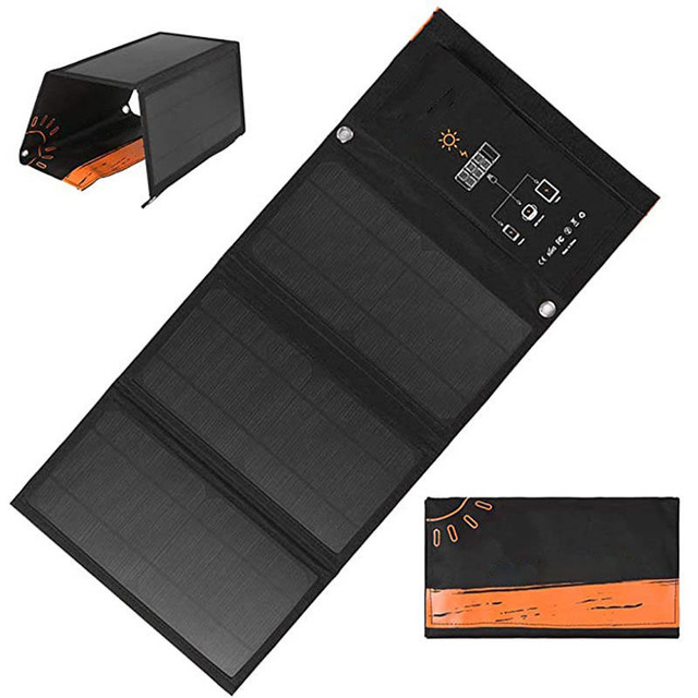 Outdoor Travel Waterproof Foldable Portable Solar Charger With USB Type-C Port
