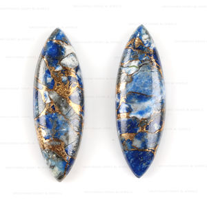 Wholesale Bulk Mohave Copper <b>Lapis</b> <b>Lazuli</b> Long Marquise 10x30mm Flat Back Calibrated Cabochon Loose Gemstone for Jewelry Making - Product Image 3
