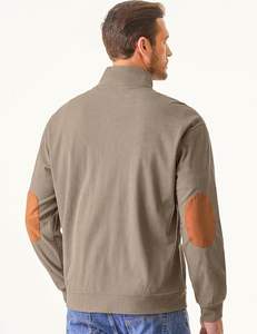 Pull à capuche décontracté en velours côtelé à manches longues pour hommes, col montant avec bouton brodé et poches pour l'automne - Product Image 4