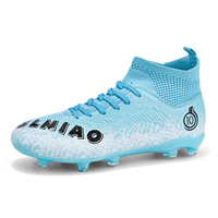 Chaussures de football unisexes à col chaussette en tricot, tige synthétique, crampons longs FG AG TPU, vente en gros, usine OEM