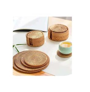 Handwoven Rattan Round <b>Coasters</b> with Holder Pottery Insulated Heat Woven <b>Placemats</b> Eco-Friendly <b>Coaster</b> <b>Set</b> - Product Image 1