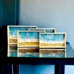 Bandeja de Almacenamiento Decorativa para el Hogar con Diseño Único de Paisaje Marino de Bambú, Asas Exclusivas, Acabado Pulido, Apta para Lavavajillas, Regalo para el Día de la Madre - Product Image 4