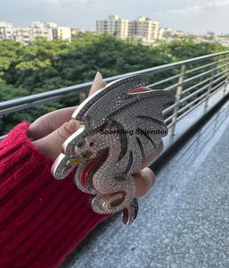 Colgante de Dragón de Dibujos Animados Personalizado, Completamente Engastado con Diamantes, Estilo Hip Hop, Joyería Fina, Colgantes y Dijes, Diamantes Moissanita - Product Image 3