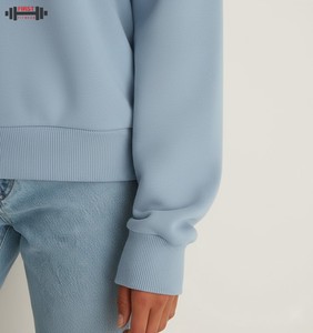 Sudadera de Forro Polar Grueso de 300g con Cuello en V para Mujer, Diseño Frontal Personalizado, Poliéster/Algodón, Estilo Urbano, Transpirable - Product Image 3