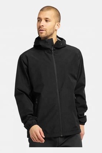 Black Lightweight Waterproof Windbreaker Jacket <b>Men</b> Hooded Stand Collar Casual Soft Shell Full Zip Outdoor <b>Rain</b> <b>Coat</b> Winter - Product Image 1