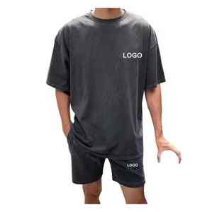 Conjunto de Camiseta y Pantalones Cortos Casuales de Verano para Hombre, Chándal Deportivo de Color, Trajes Holgados, Talla Grande, Transpirable, de Algodón - Product Image 6