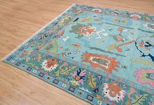 Tapis noués à la main de la meilleure qualité, fabriqués en pure laine, laine filée à la main, tapis en laine noués à la main de qualité supérieure, design Ushak - Product Image 6