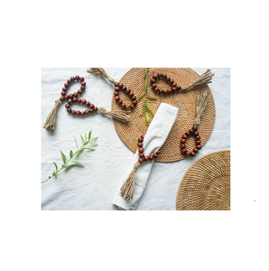 Perles en bois faites à la main couleur blanche tissé naturel chanvre corde gland ronds de serviette pour au meilleur prix Offre Spéciale - Product Image 4