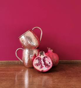 Handmade Hammered Copper Mug Set 2 Elegant Brass Handle <b>Drinkware</b> for Moscow Mule Cocktails Whiskey Beer Daily Use Office Home - Product Image 4