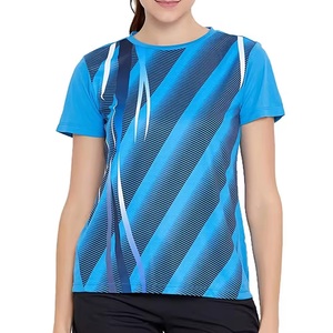T-shirts décontractés pour femmes, coupe classique, manches courtes, col rond, tissu tricoté, respirant, été, dernier design, personnalisable - Product Image 1