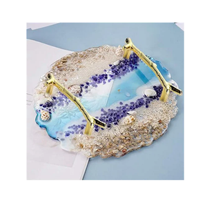 Plateau de service en résine époxy hautement poli prix de gros personnaliser logo produit fait à la main thé café plateau en résine - Product Image 4