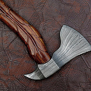 Hacha de caza profesional, mango de madera hecho a mano, hachas de acero damasco, hachas de acero, venta al por mayor, pedidos a granel personalizados, servicio OEM y ODM - Product Image 2