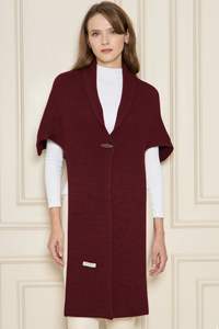 Poncho-châle chic pour femme à capuche en tricot, élégant, chaud, doux au toucher, respirant, écharpe d'hiver à capuche, tricot multifonctionnel - Product Image 4