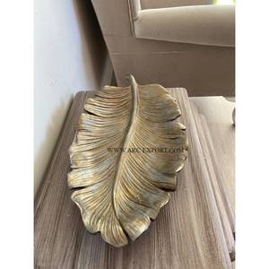 Feuille Designer Or Poli Décoration De Table Maison Dnning Plateau De Service Alimentaire Différentes Tailles Usine Vente Directe Plateaux En Laiton Massif - Product Image 3