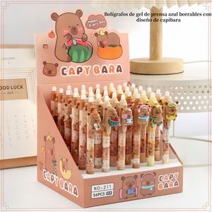 Stylos gel bleus effaçables avec motif Capybara pour l'école et le bureau - Product Image 1