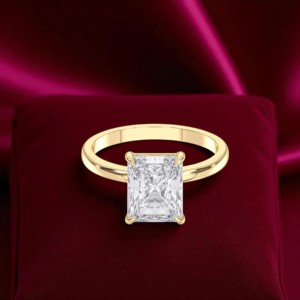 Bague de fiançailles en Moissanite E-F/VVS-VS de 3.00 carats avec diamant taille rayonnante fabriquée en or massif 10K,14K,18K - Product Image 6