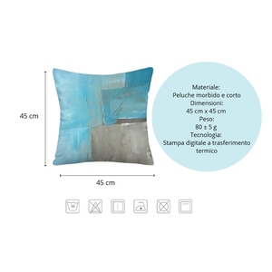 Lot de 4 housses de coussin effet velours doux 45x45 cm bleu gris style abstrait moderne taies d'oreiller décoratives - Product Image 2
