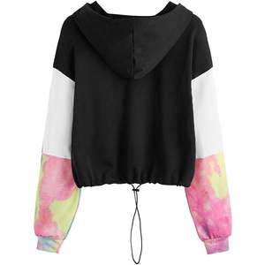 Haut court à capuche en coton tricoté pour femme, nouveau style, respirant, ample, avec logo sur le devant, pour les séances d'entraînement hivernales - Product Image 2