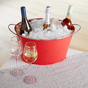 Enfriador de botellas de cerveza de vino de Metal de hierro, cubo de hielo decorado con forma ovalada para celebraciones de fiestas y bodas - Product Image 6