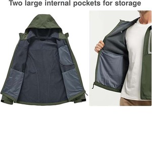 Veste décontractée unisexe grande taille personnalisée en gros Veste softshell à capuche pour hommes pour sports de plein air coupe-vent et imperméable - Product Image 5