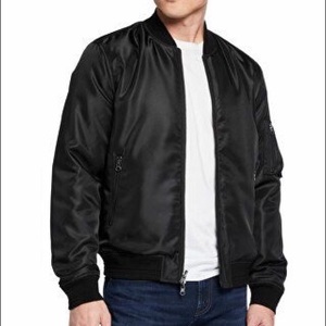Vestes bomber universitaires personnalisées en satin noir fin pour unisexe, imperméables, coupe-vent, respirantes et écologiques - Product Image 1