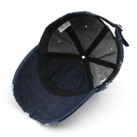 Casquettes de baseball unisexes de haute qualité, élégantes, à visière, en denim délavé à l'acide, couleur délavée, broderie, type denim, polyester/coton, streetwear