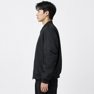 Veste bomber à capuche pour homme, noire, épaisse, écologique, imperméable, coupe-vent, avec doublure matelassée réversible pour l'automne/l'hiver - Product Image 3