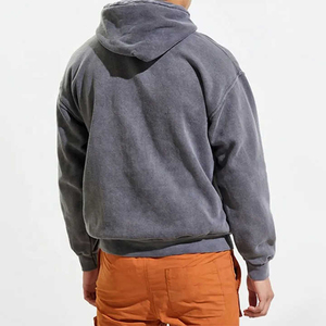 Wholesale Premium Quality <b>Men's</b> Winter Acid Wash Hoodies Solid Colors Hooded Breathable Fleece Custom Logo Printing - Product Image 2